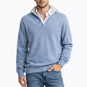 Loro Piana Cashmere Sweater Men’s XL Blue Italy Soft Luxury Pullover